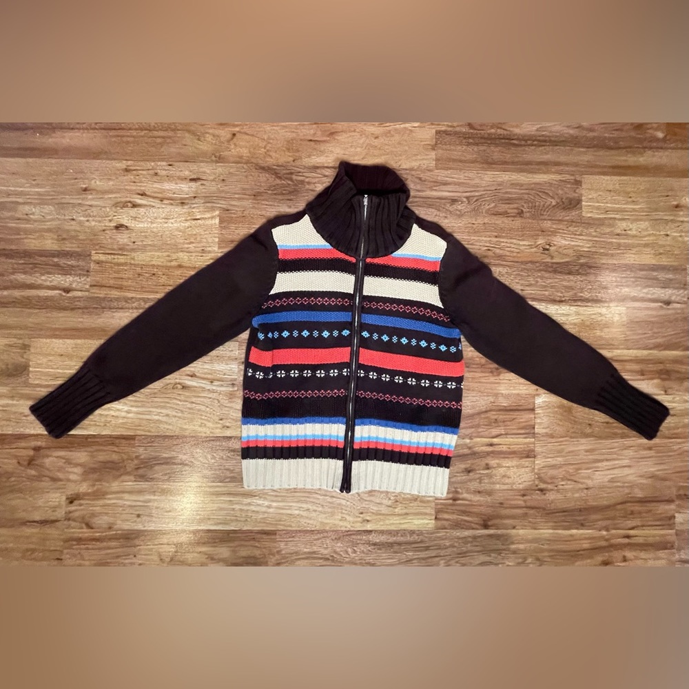 Vintage Liz Claiborne Crazy Horse Wool Zip-Up Sweater Women's | Size - Medium